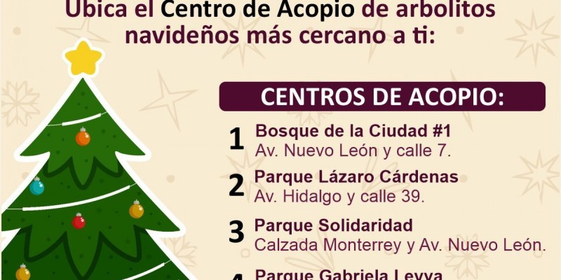 Activará 30 Ayuntamiento centro de acopio para arbolitos navideños