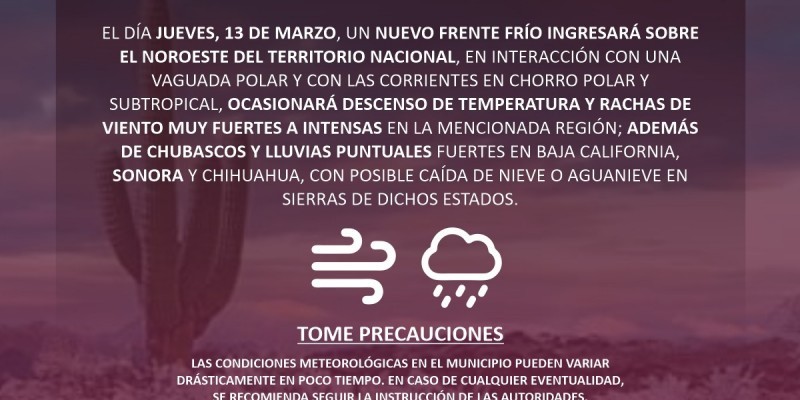 Ingresa nuevo Frente Frío con nuevo descenso de temperatura