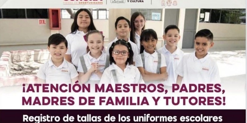 Inicia registro de tallas de Uniformes Escolares