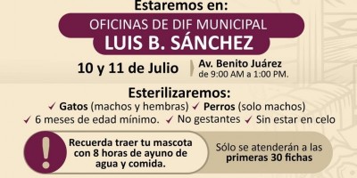 Llevará Salud Pública campaña de esterilización a mascotas en el valle
